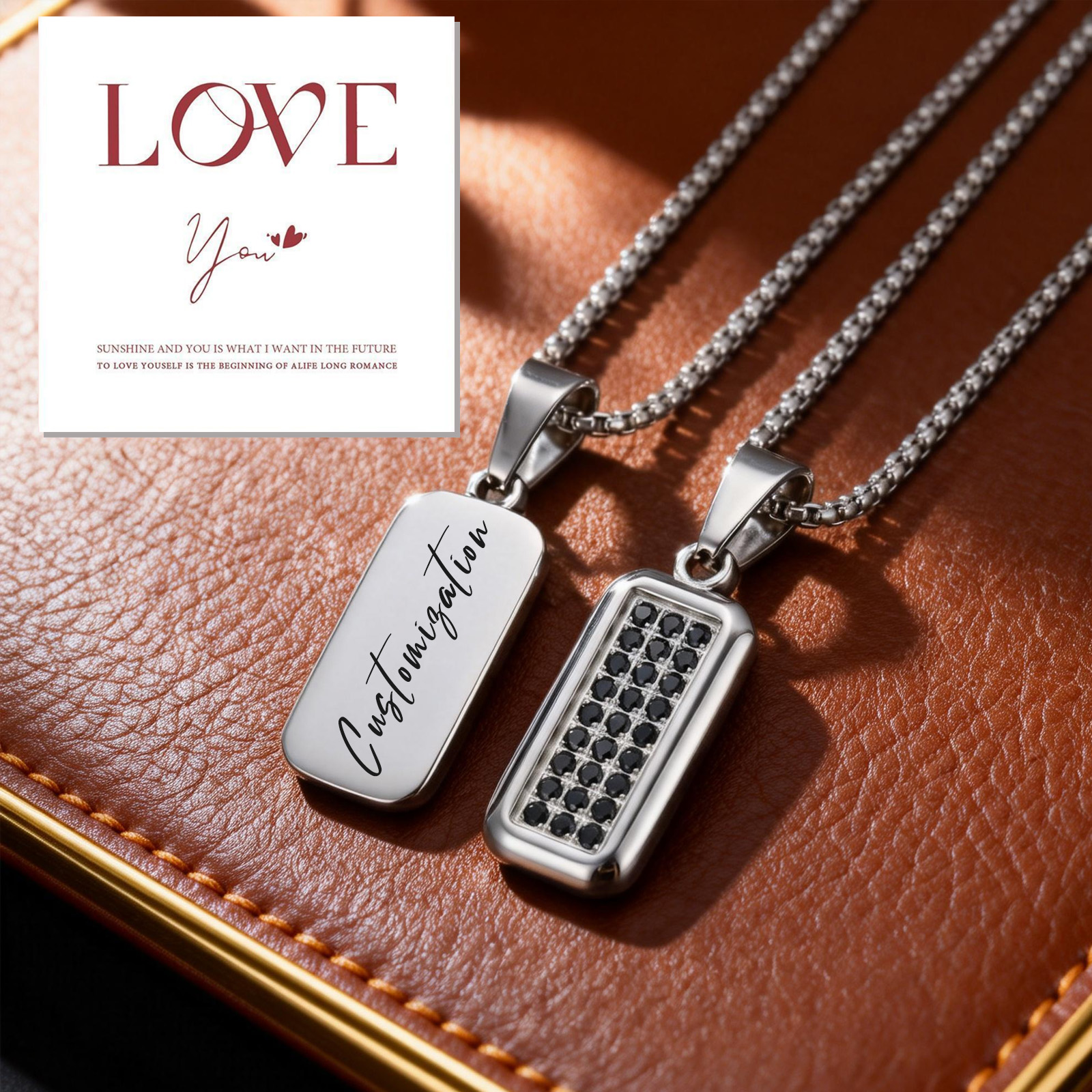 Mens Dog Tag Necklace - Gepersonaliseerde hondenhalsband met hanger voor mannen,