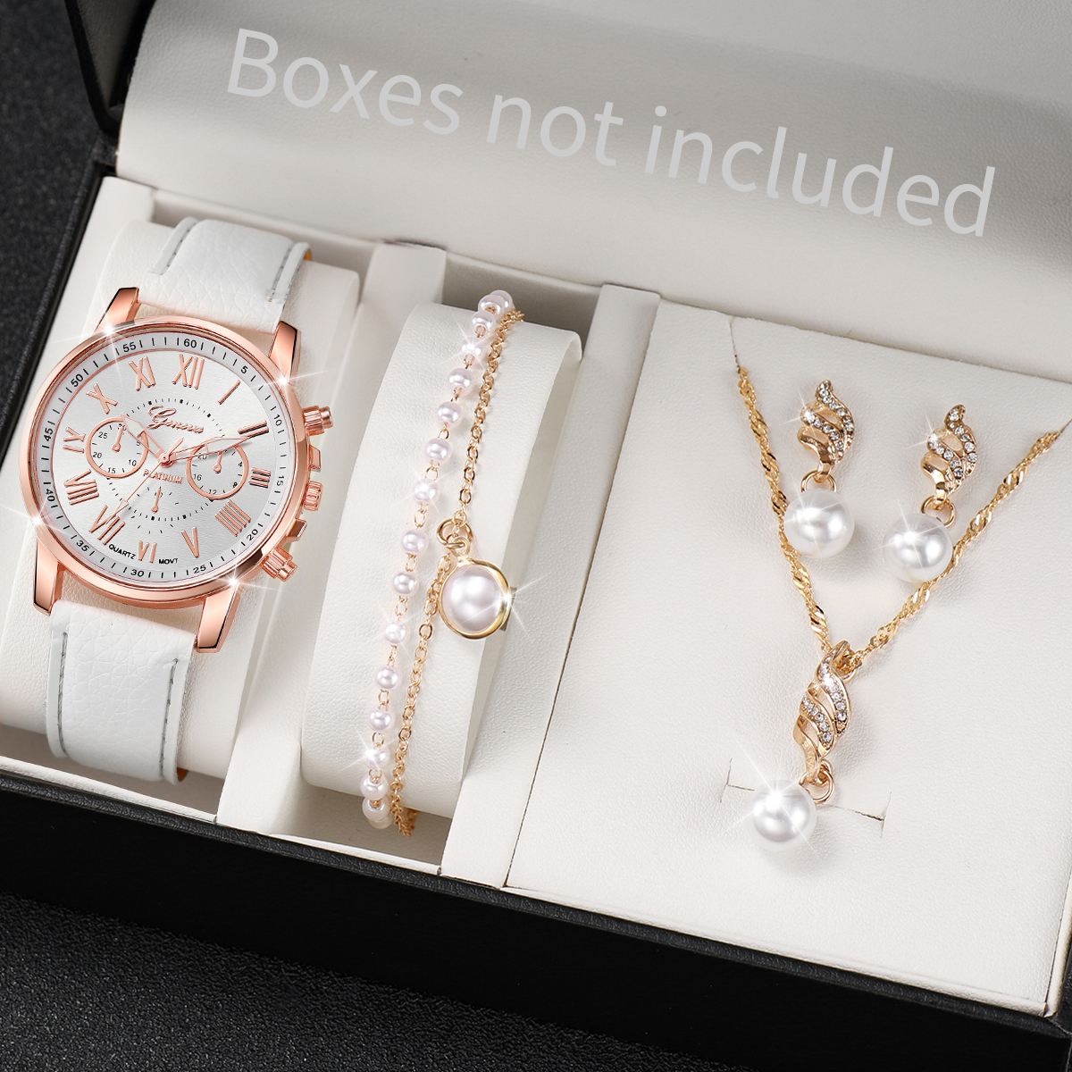Jewelry Like Watches - 3/5PCS Dameshorloge Mode Roma Wijzerplaat Lederen