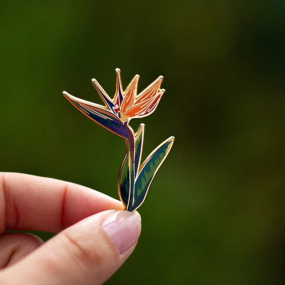 Paradise Jewelry & Watches Dolphin Mall - Paradijsvogel plant harde emaille pin oranje