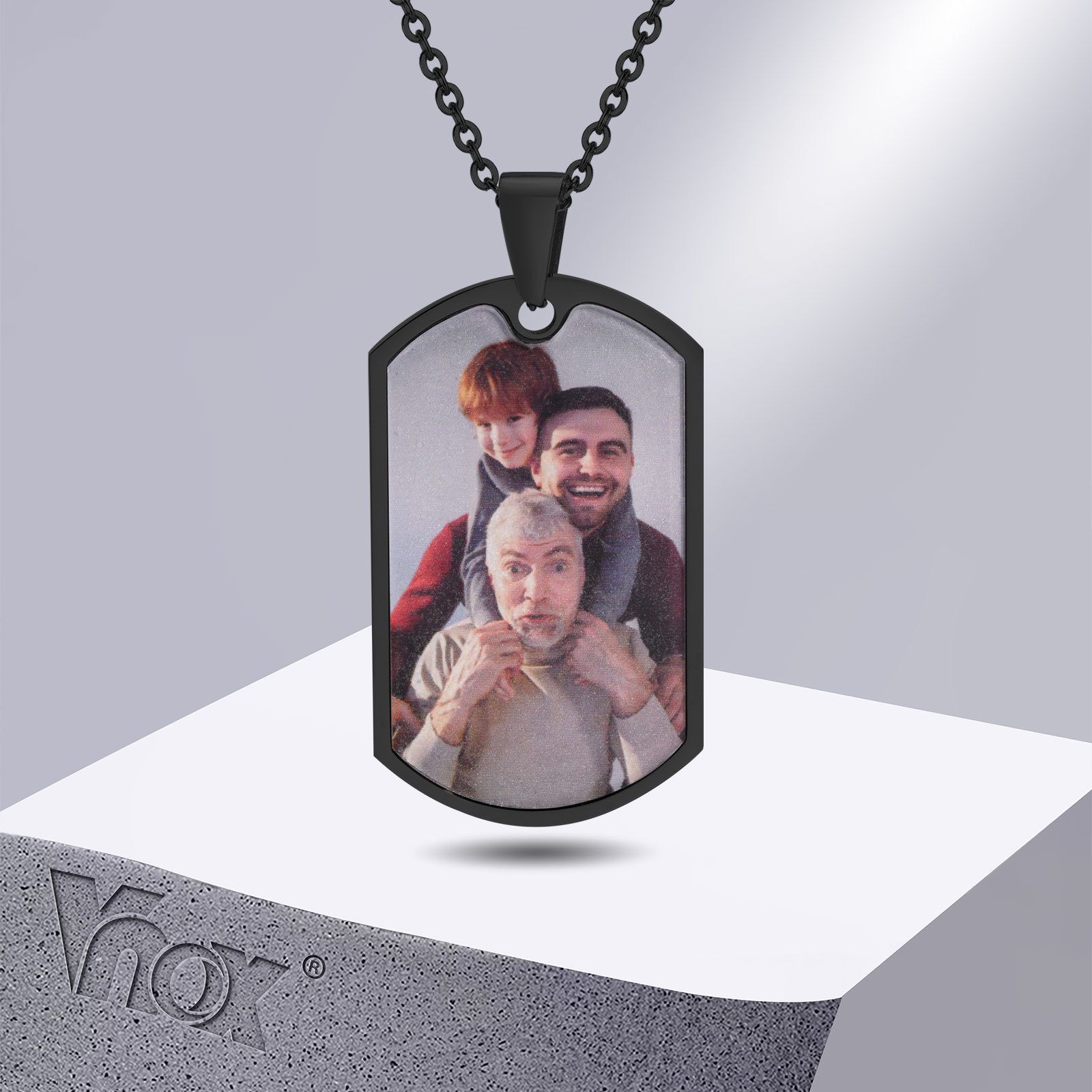 Mens Dog Tag Necklace - Vnox gratis aangepaste foto's woorden dog