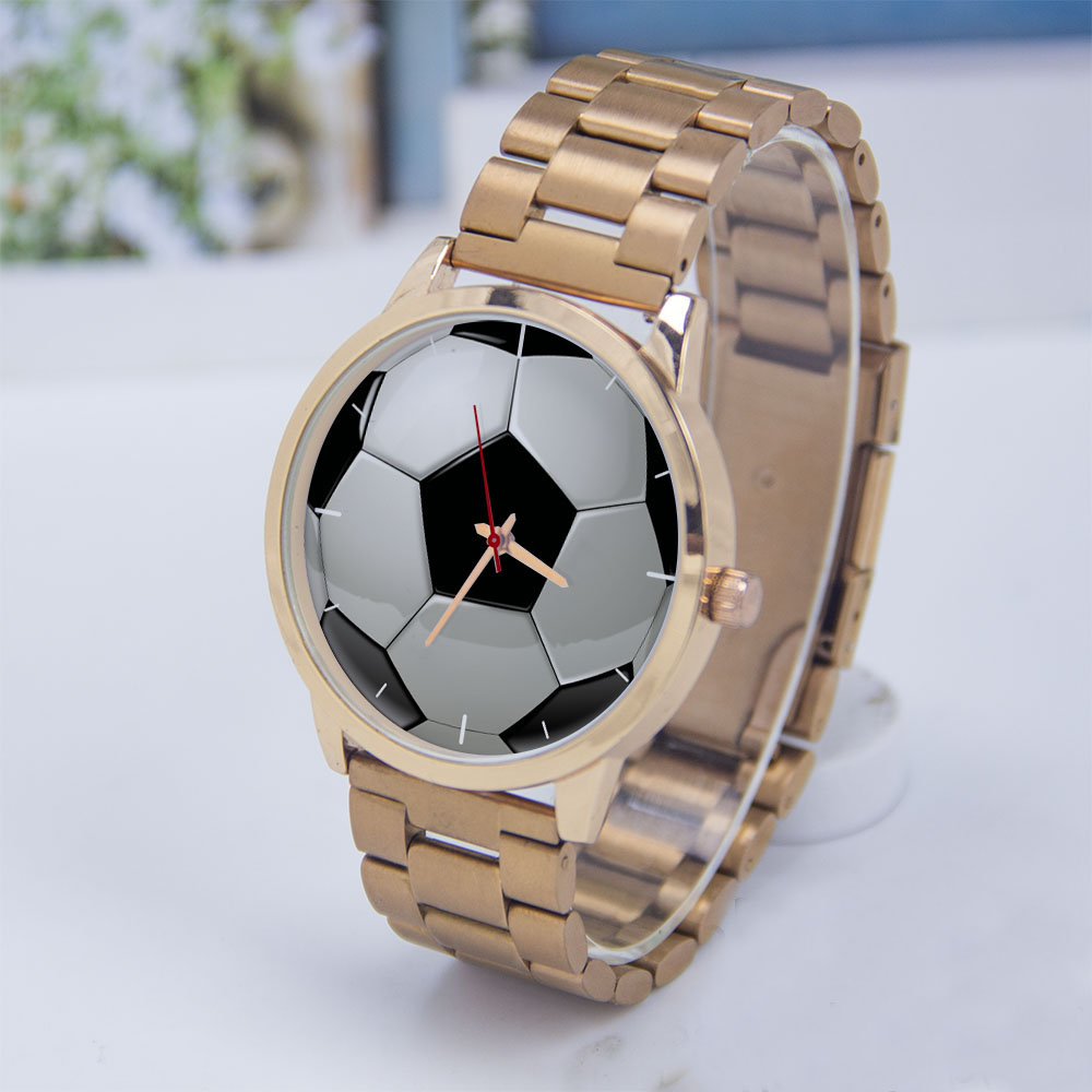 Rose Gold Bracelet - Voetbal Voetbal Ontwerp Fans Zilver Herenhorloge