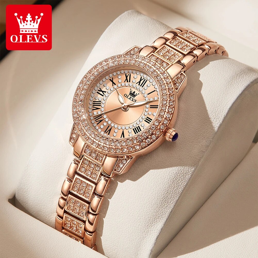 Jewelry Watches Gold - Olevs 9943 Luxe Volledig Diamant Origineel