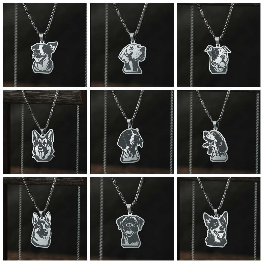 Mens Dog Tag Necklace - Kinitial Schattige Hond Puppy Hanger Ketting