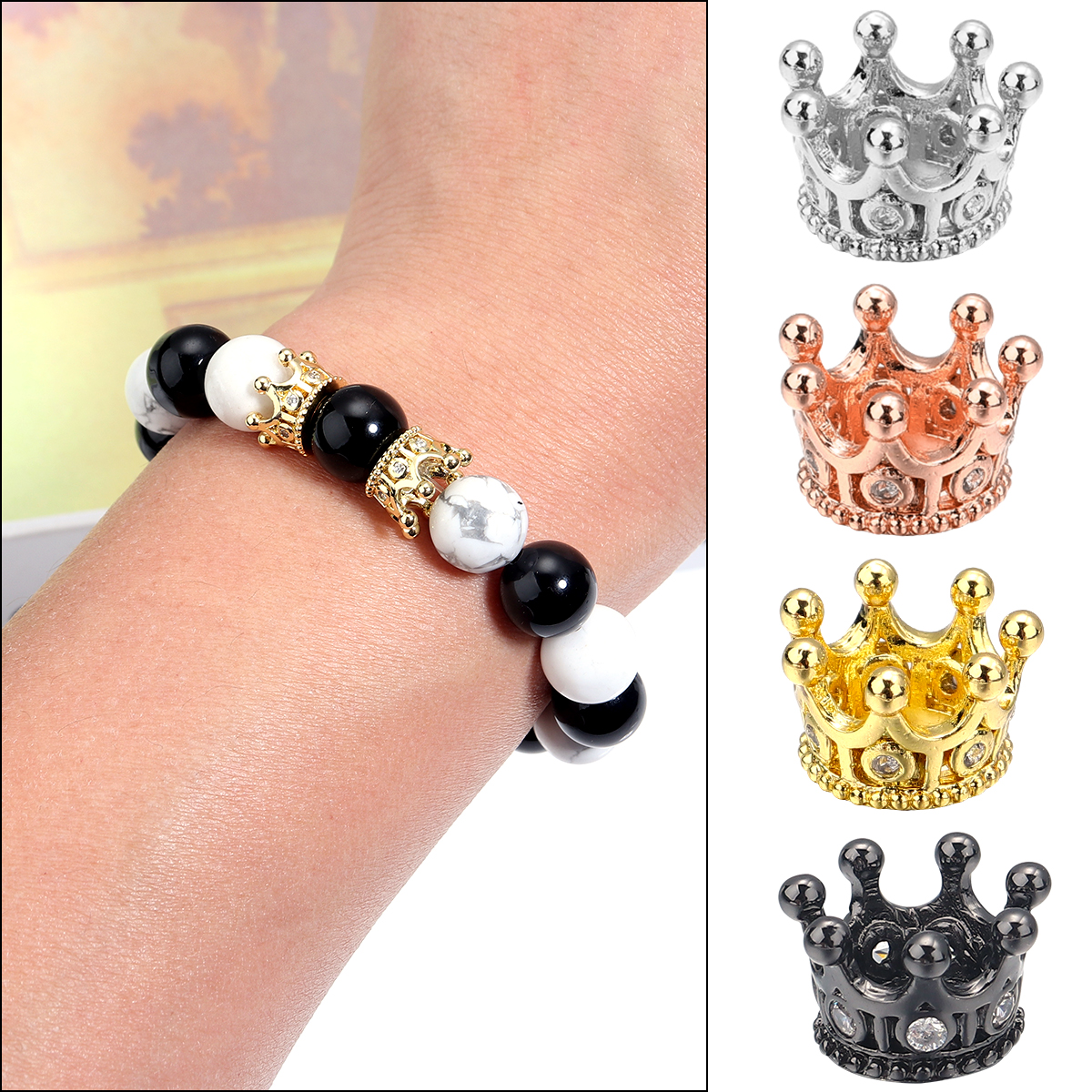 Rose Gold Bracelet - 2 stks/partij Koper Ingelegd Zirkoon Kroon