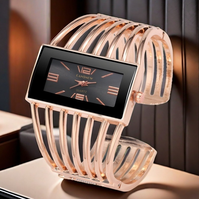 Jewelry Watches Gold - Vrouwelijke armbandhorloge Luxe rechthoekige wijzerplaat Bangle