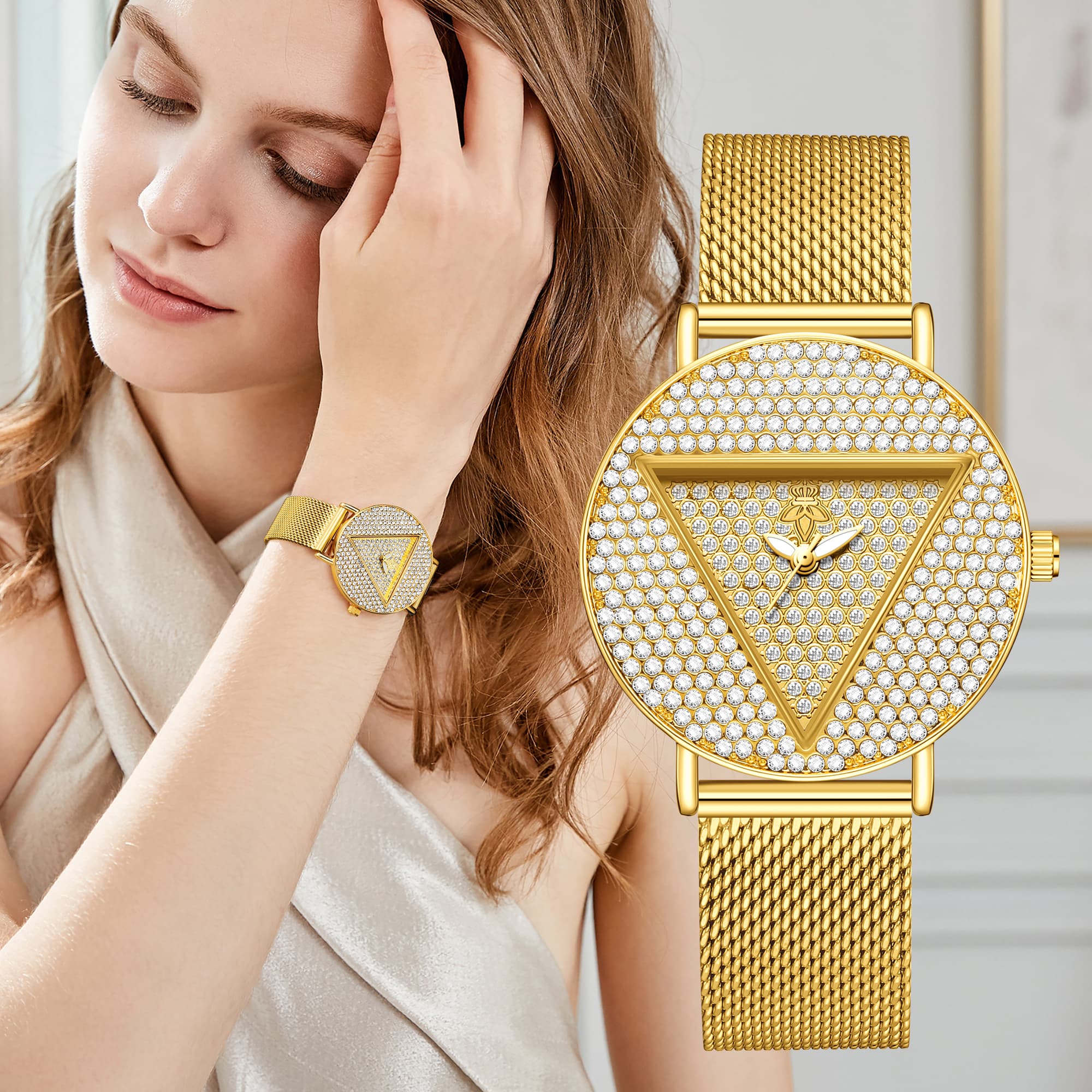Jewelry Watches Gold - YaLaLuSi Geometrische Driehoek Strass Dames Polshorloge