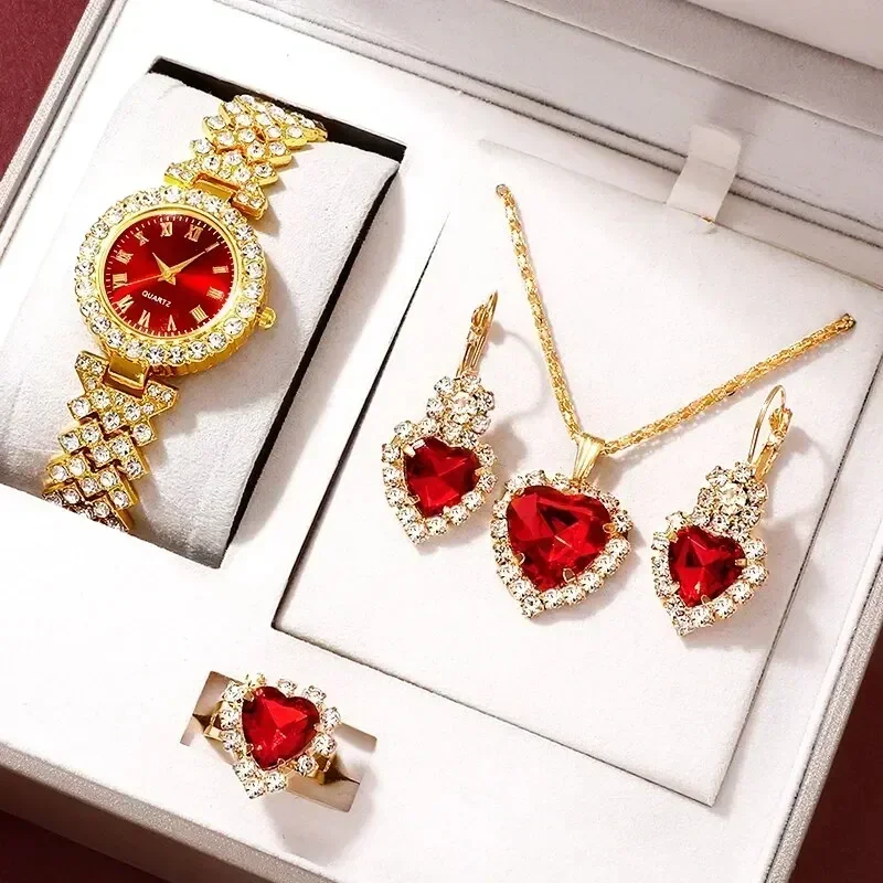 Jewelry Like Watches - Gouden Luxe Horloge Vrouwen Ring Ketting