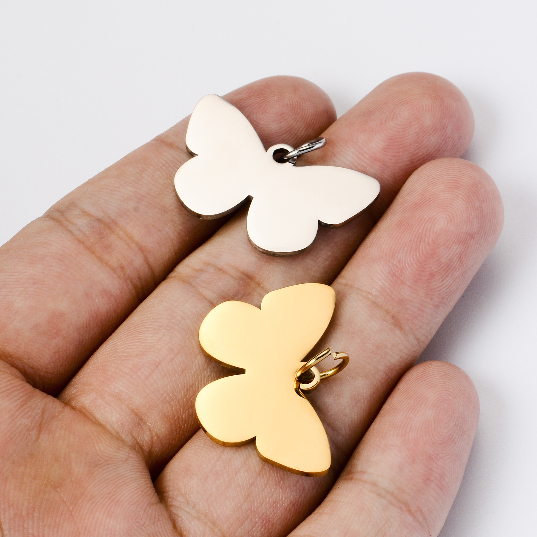 Butterfly Pendant Necklace - 10 stks/partij roestvrijstalen vlinderhanger polijsten dog