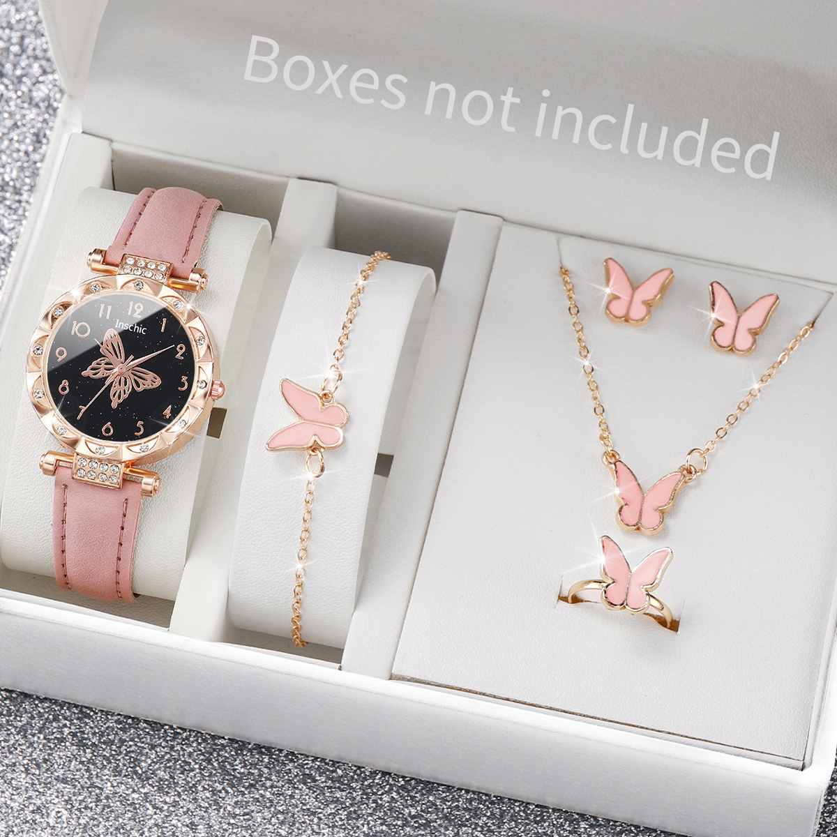 Jewelry Like Watches - 6 stks/set mode vlinder wijzerplaat dameshorloge