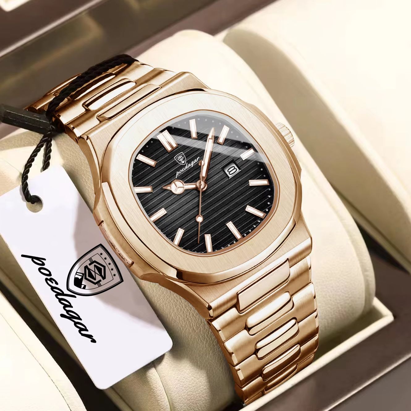 Rg Watches & Jewelry Gmbh - POEDAGAR Luxe Herenhorloge met Lichtgevende Wijzerplaat,