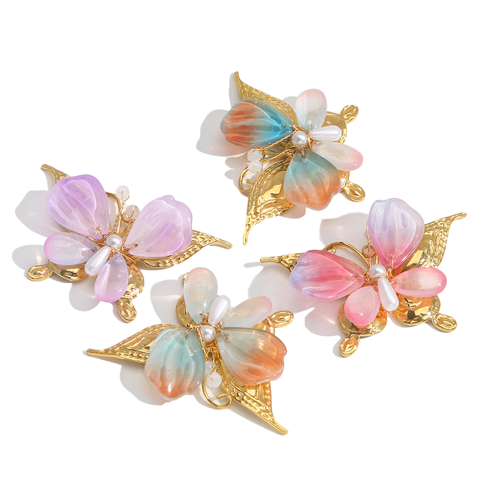 Butterfly Pendant Necklace - Roestvrij staal hand threading gradiënt kristal