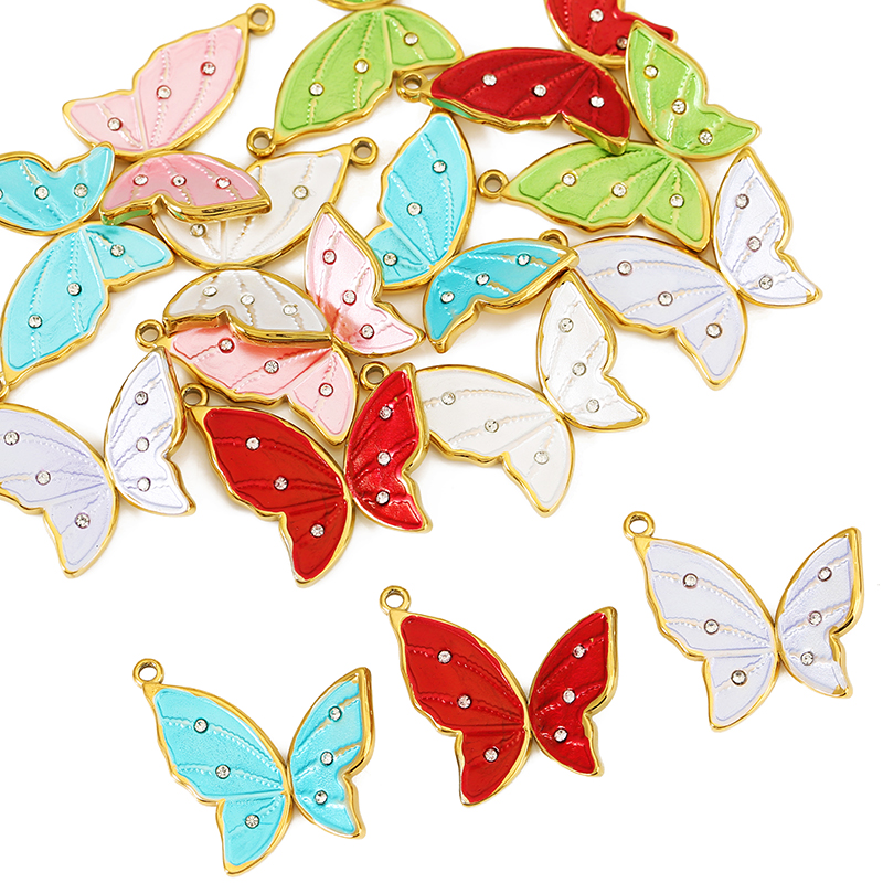 Butterfly Pendant Necklace - 4 stuks 18K goudkleurig verguld roestvrij