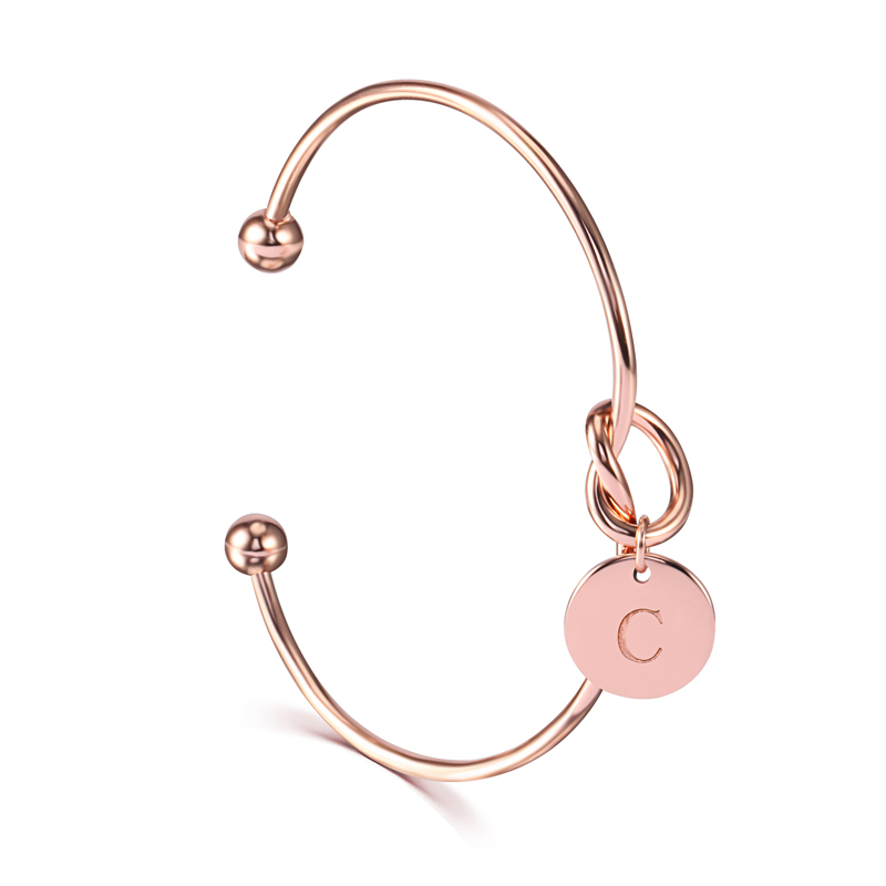 Rose Gold Bracelet - Duoying Gegraveerde Letters Armband Geknoopt Open