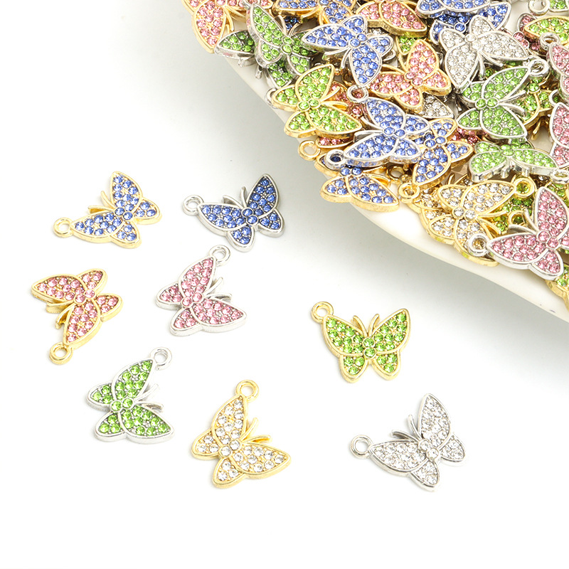 Butterfly Pendant Necklace - 100 stk/partij vlinder hanger charme kristal