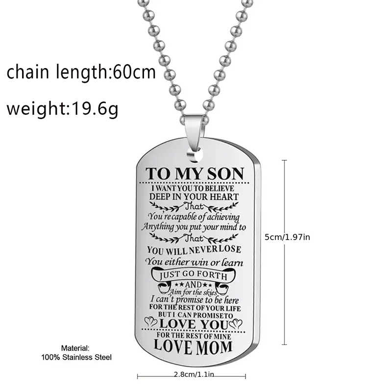 Aan mijn zoon inspirerende ket - Mens Dog Tag Necklace recensie en prijs