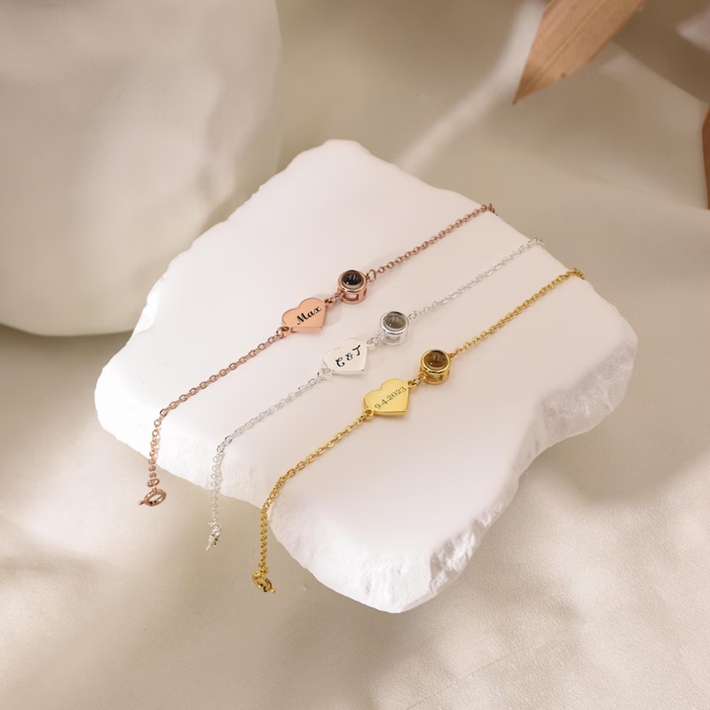 Aangepaste naam armband met fo - Rose Gold Bracelet recensie en prijs