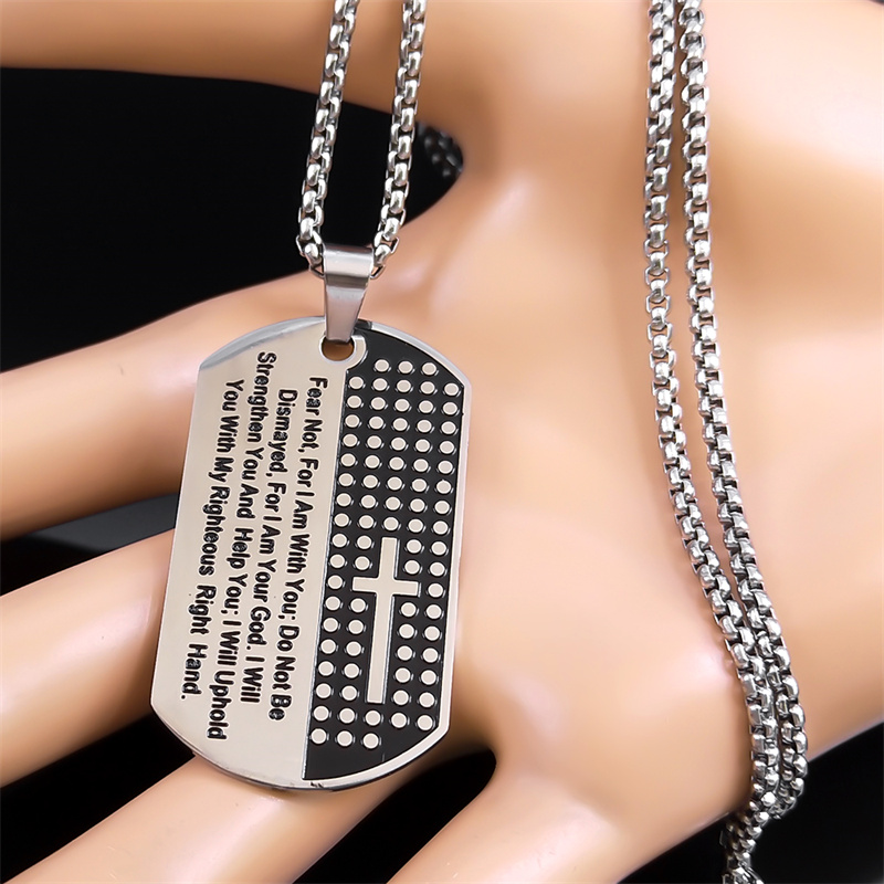 Angst niet voor ik ben met jou - Mens Dog Tag Necklace recensie en prijs