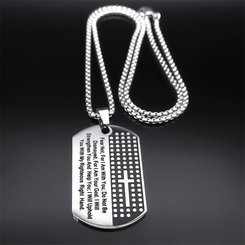 Angst niet voor ik ben met jou - Mens Dog Tag Necklace recensie en prijs