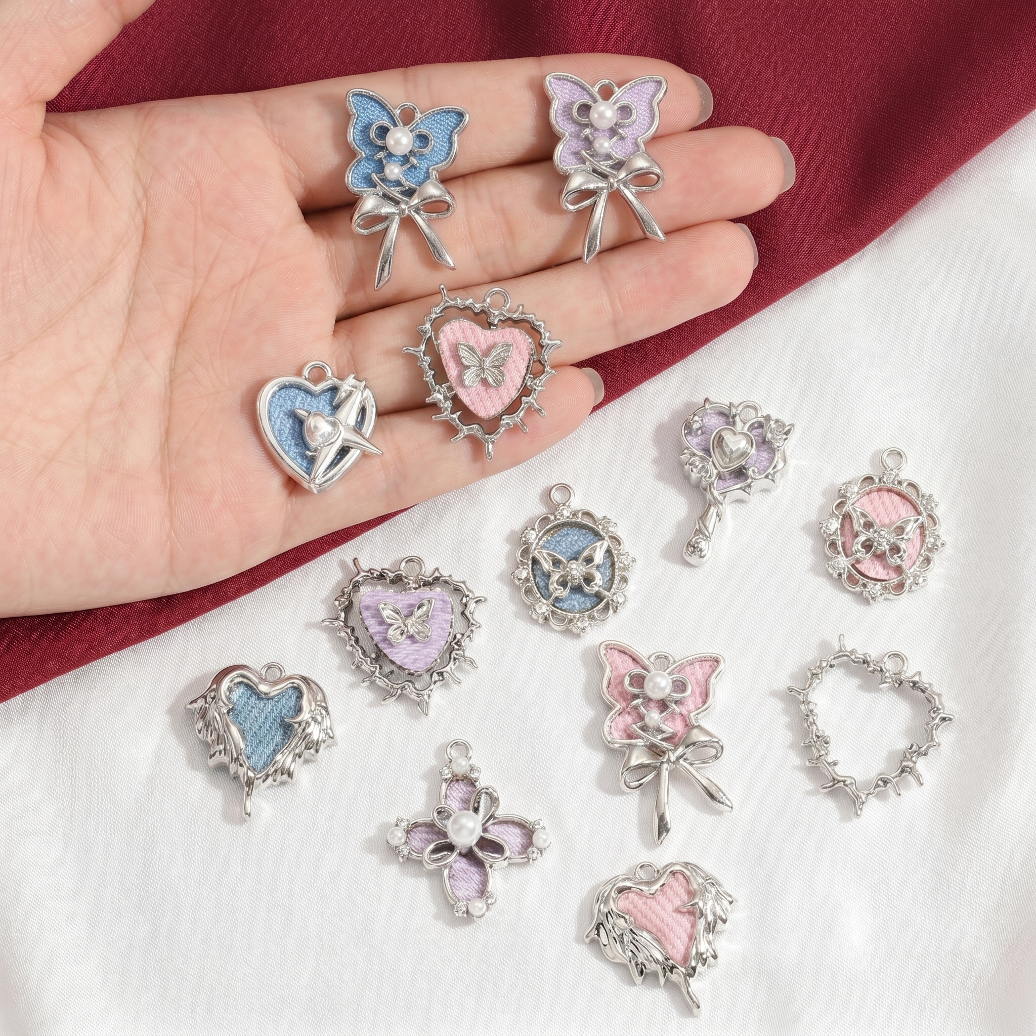 5 stuks mix roze Y2K hart emai - Butterfly Pendant Necklace recensie en prijs