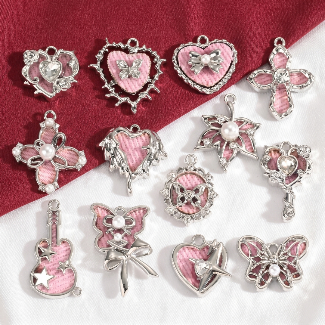 5 stuks mix roze Y2K hart emai - Butterfly Pendant Necklace recensie en prijs