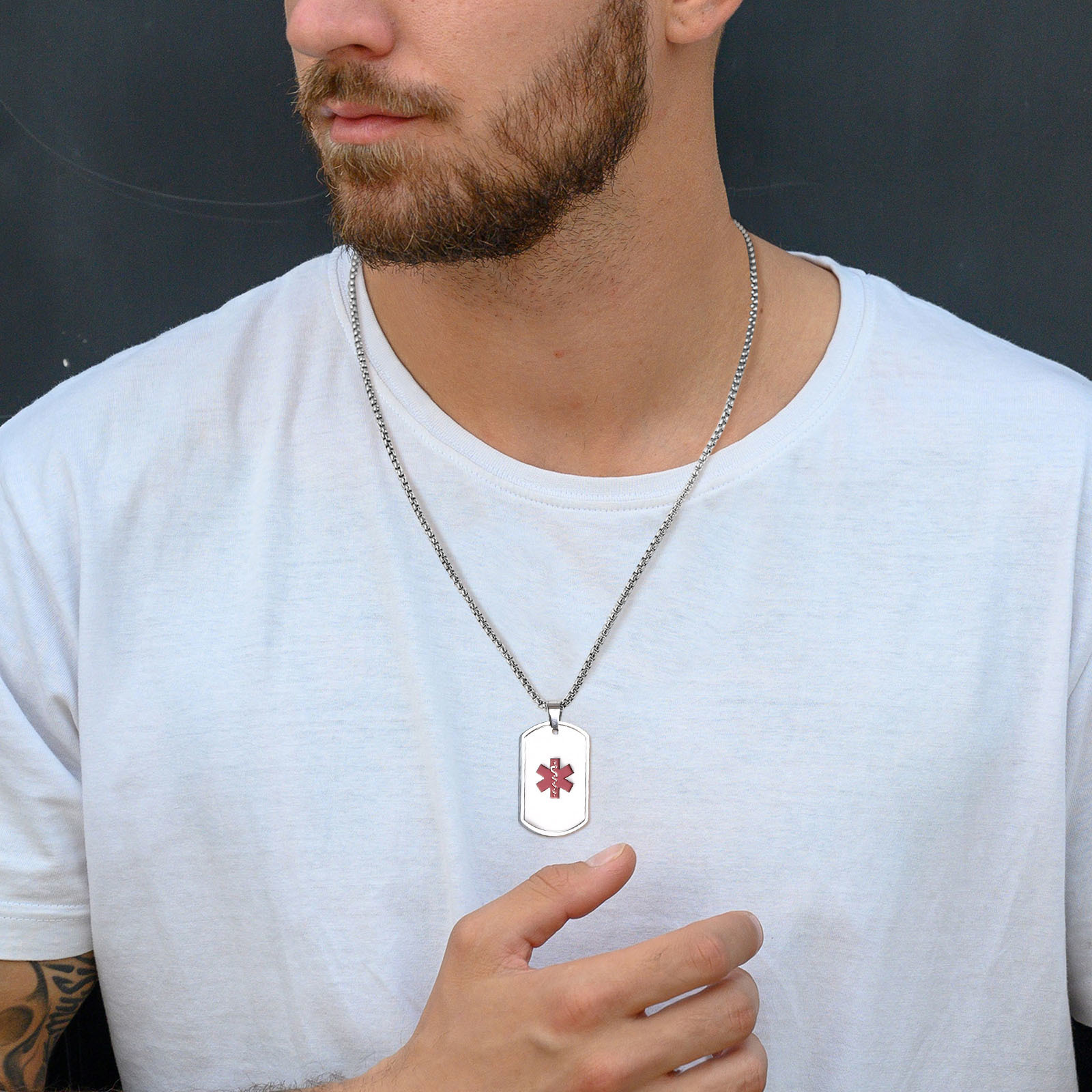 Vnox Medical Alert ID ketting  - Mens Dog Tag Necklace recensie en prijs