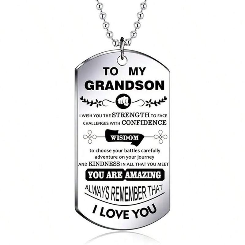 Aan mijn kleinzoon inspirerend - Mens Dog Tag Necklace recensie en prijs
