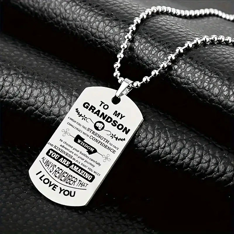 Aan mijn kleinzoon inspirerend - Mens Dog Tag Necklace recensie en prijs