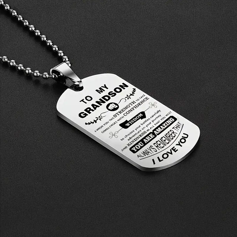 Aan mijn kleinzoon inspirerend - Mens Dog Tag Necklace recensie en prijs