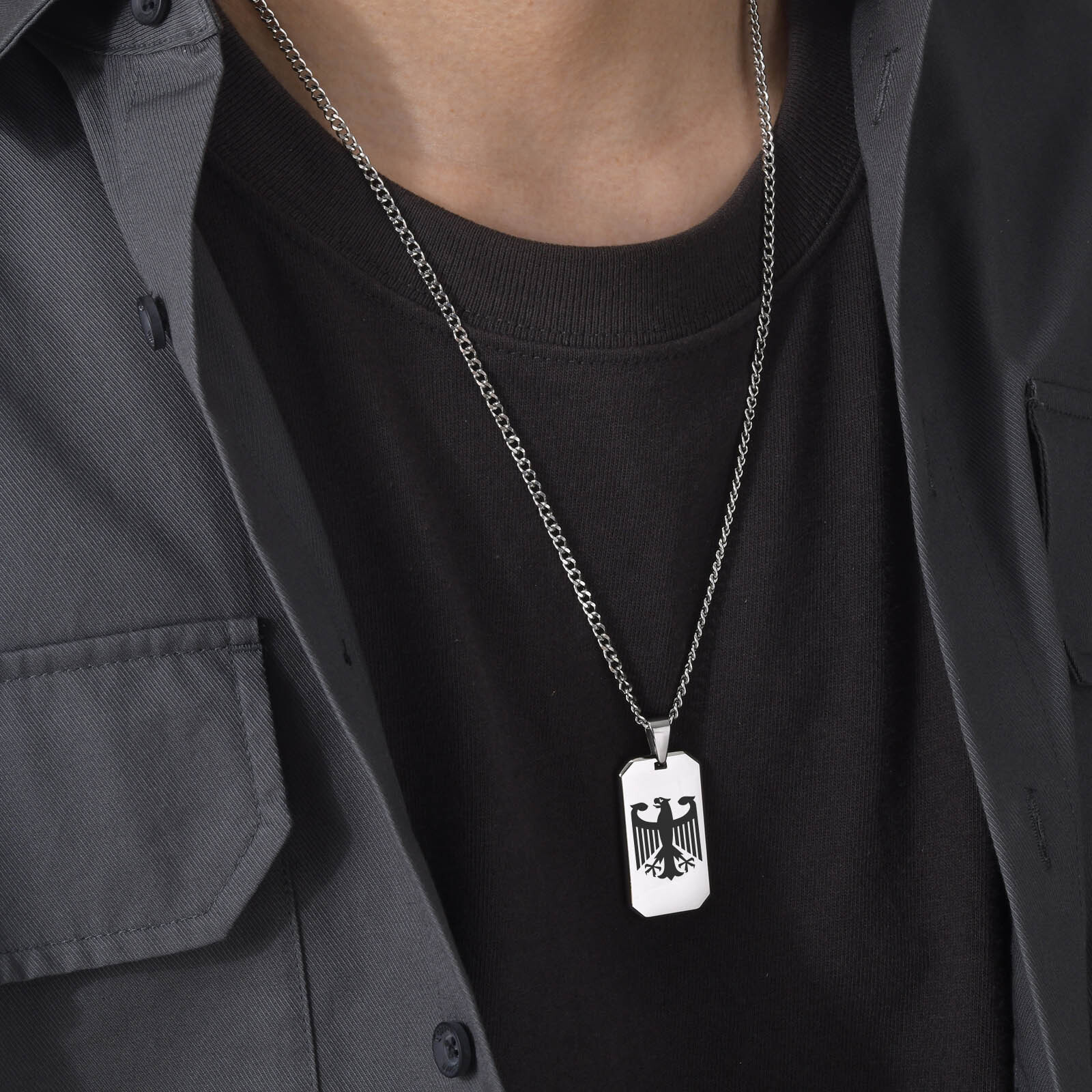 Duitse adelaar vierkante ketti - Mens Dog Tag Necklace recensie en prijs