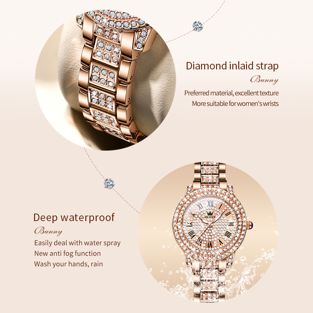 OLEVS 9943 Luxe volledig diama - Jewelry Watches Gold recensie en prijs