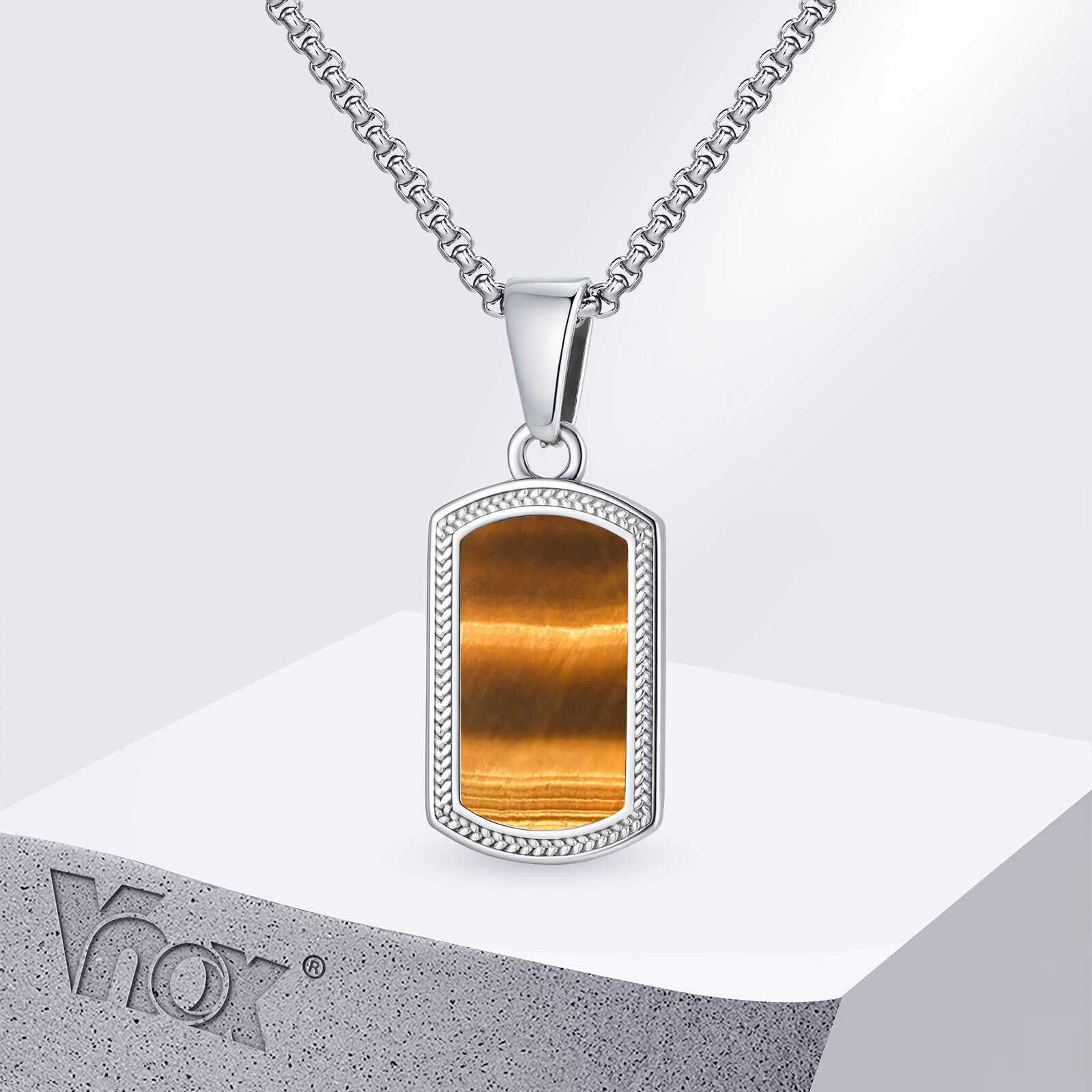 Vnox roestvrijstalen tijgeroog - Mens Dog Tag Necklace recensie en prijs