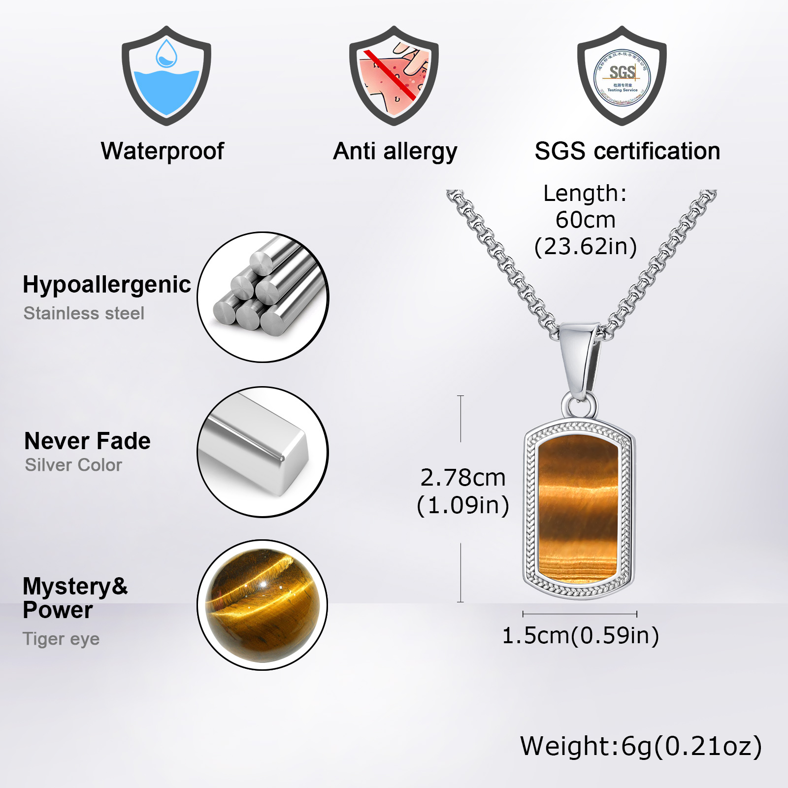 Vnox roestvrijstalen tijgeroog - Mens Dog Tag Necklace recensie en prijs